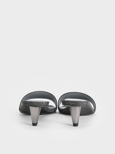 صندل مولز بكعب مخروطي لامع, أسود خشن, hi-res