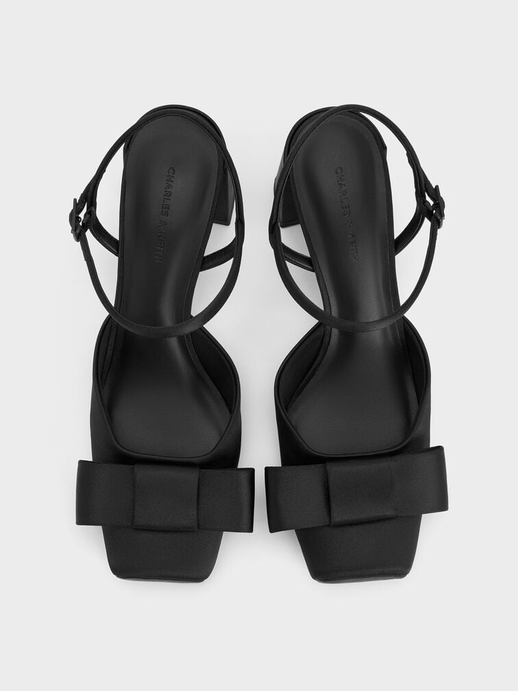 Brantley Bow Ankle-Strap Pumps, Black Textured, hi-res