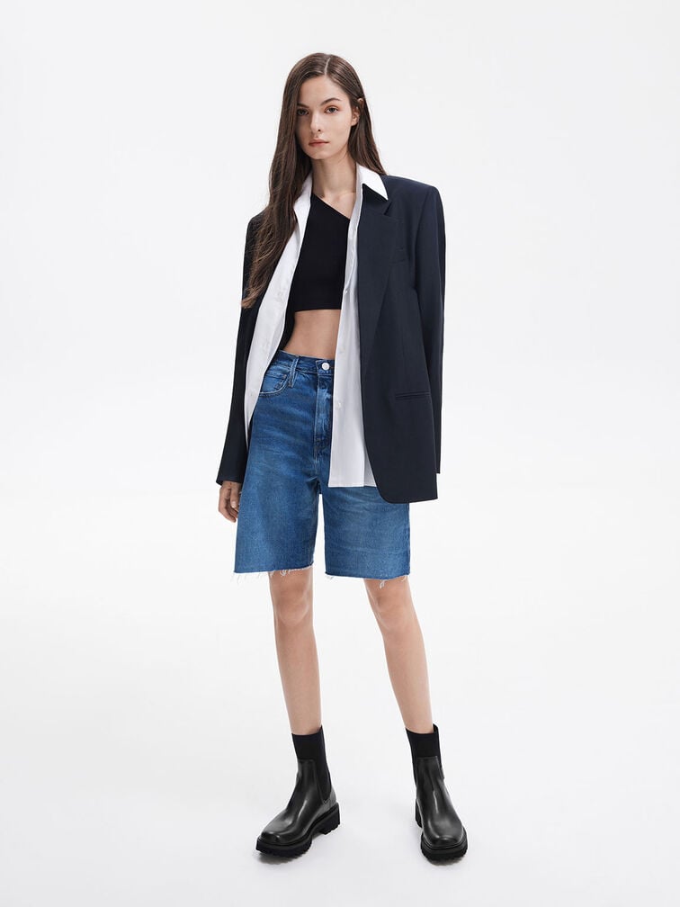 بوت ريمي برقبة تشيلسي ونعل مموج, أسود, hi-res