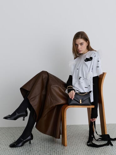 شنطة ليليبت بسلسلة وحزام, أسود, hi-res