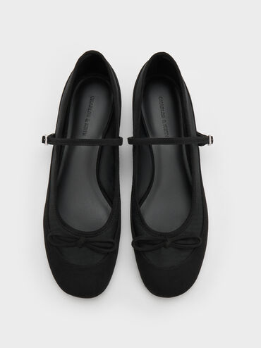 Mulligan Faux Suede & Mesh Mary Janes, Black Textured, hi-res