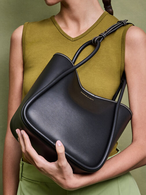 Mini Lyla Tubular Tote Bag, Black, hi-res