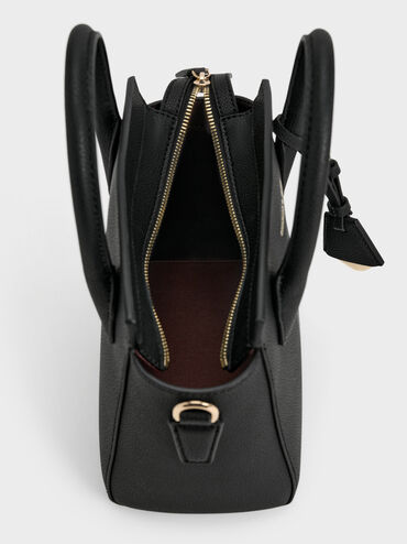 Harper Structured Top Handle Bag, Black, hi-res