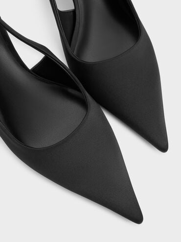 حذاء كعب عالي برانتلي بفيونكة وسير خلفي, أسود خشن, hi-res