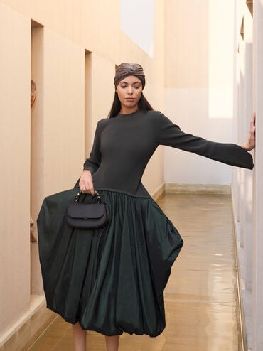 حقيبة إيليان من الساتان ومقبض يد علوي مرصع بالأحجار, أسود, hi-res