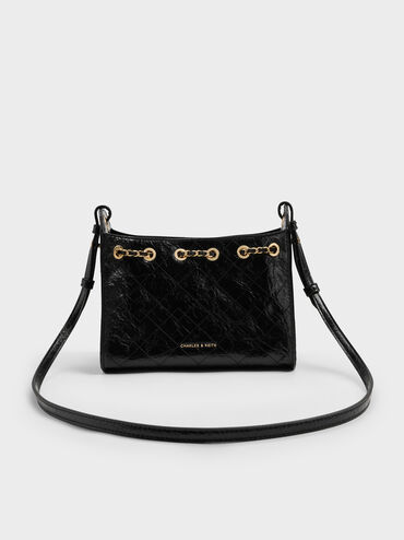 حقيبة باكيت ديو مبطنة برباط, أسود, hi-res