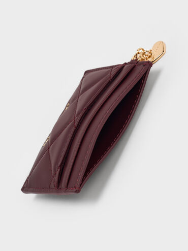 حافظة بطاقات (آرييتي) بتصميم مبطّن أنيق, أحمر توتي فاخر, hi-res