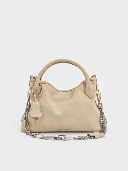 Mini Delfina Chain Tote Bag, Dusted Oat, hi-res