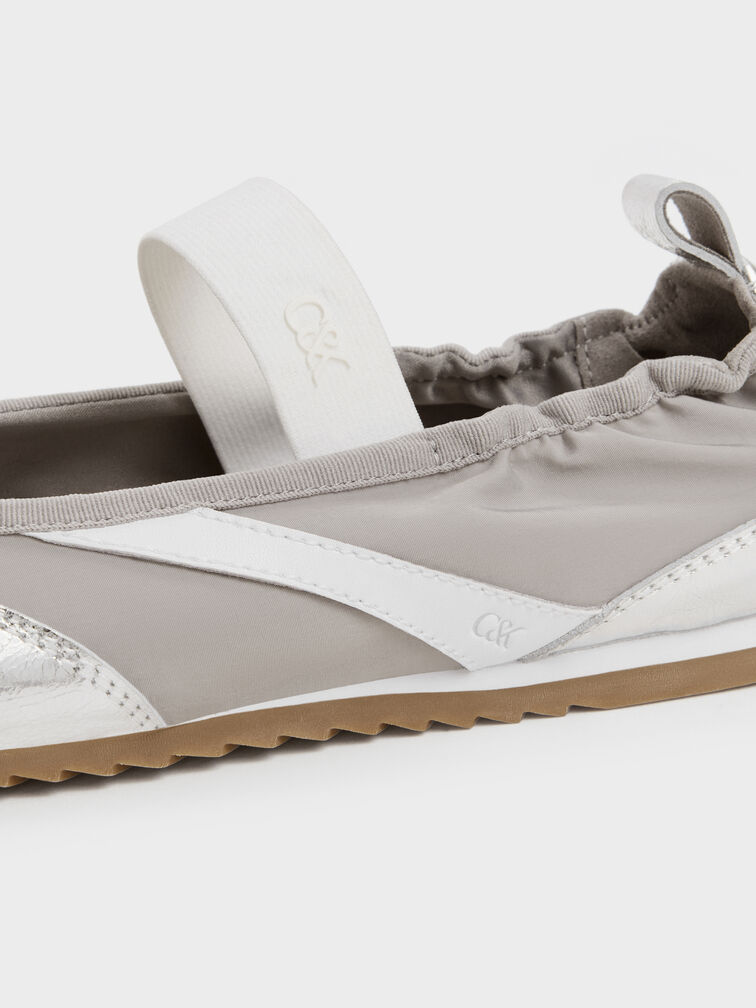 سنيكرز ماري جين جيس من الجلد الميتاليك, فضي, hi-res