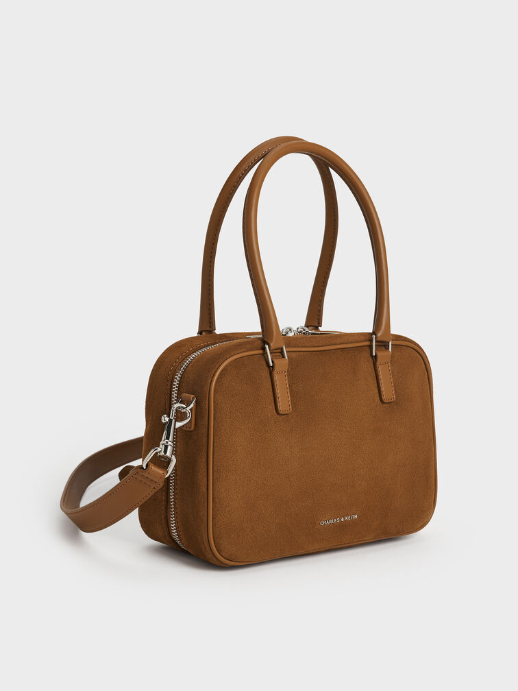 حقيبة بولينج سيانا من الشمواه المعاد تدويره, بني محمر, hi-res