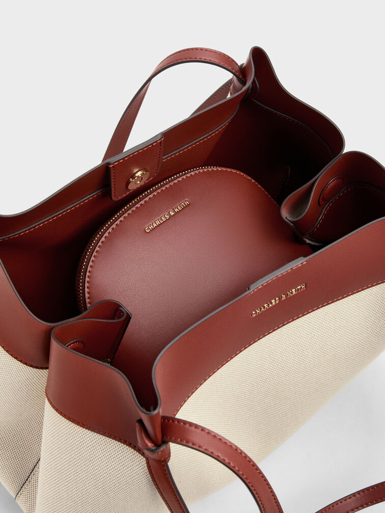 حقيبة تسوق قماشية كبيرة الحجم من قماش الكالا, قرميدي, hi-res