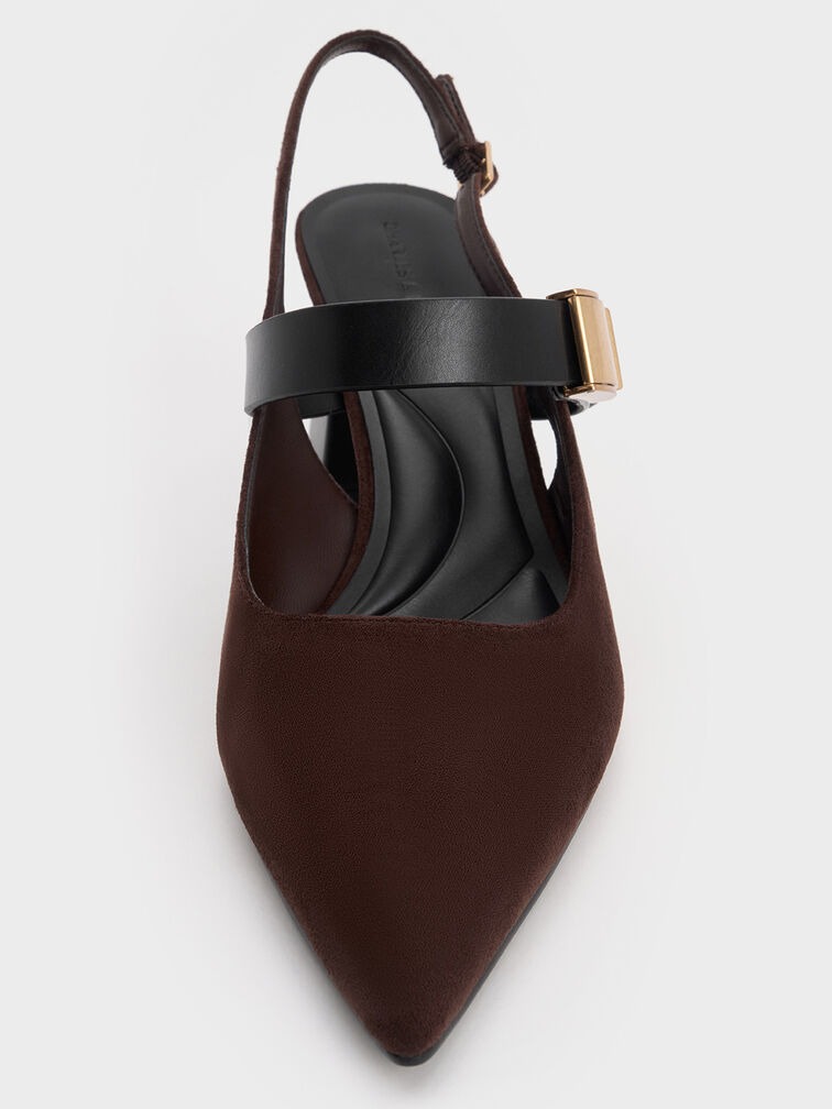 Yvette Faux Suede Mary Jane Slingback Pumps, Dark Brown, hi-res