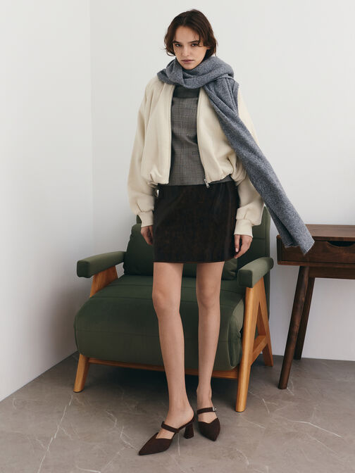 حذاء لاندو شمواه صناعي بكعب ومقدمة مدببة, بني محبّب غامق, hi-res