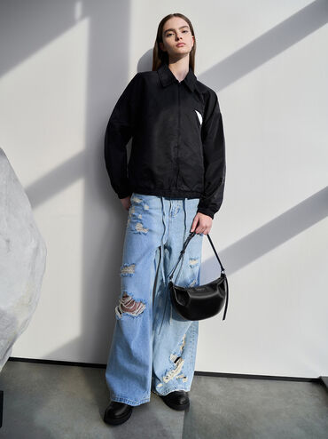 Calla Half-Moon Bag, Noir, hi-res
