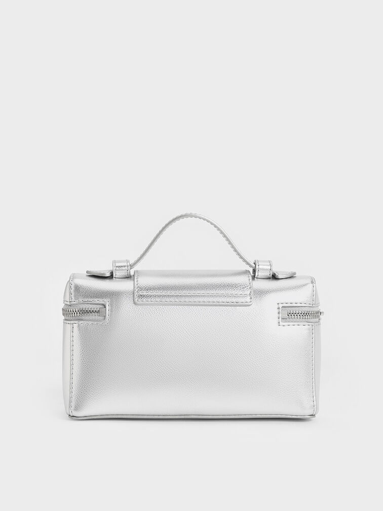 حقيبة زينة أروين مزودة بذراع علوية بلمسة معدنية, فضي, hi-res
