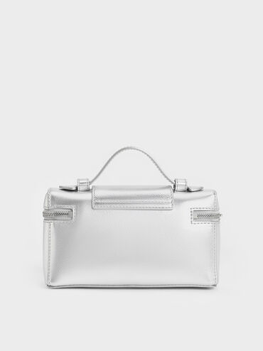 حقيبة زينة أروين مزودة بذراع علوية بلمسة معدنية, فضي, hi-res