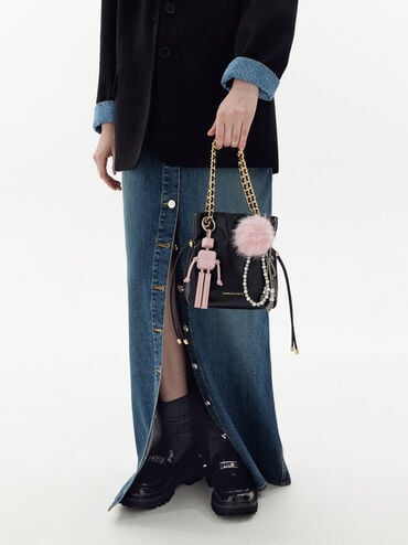 Ivette Woven Robot Bag Charm, Cotton Candy Pink, hi-res