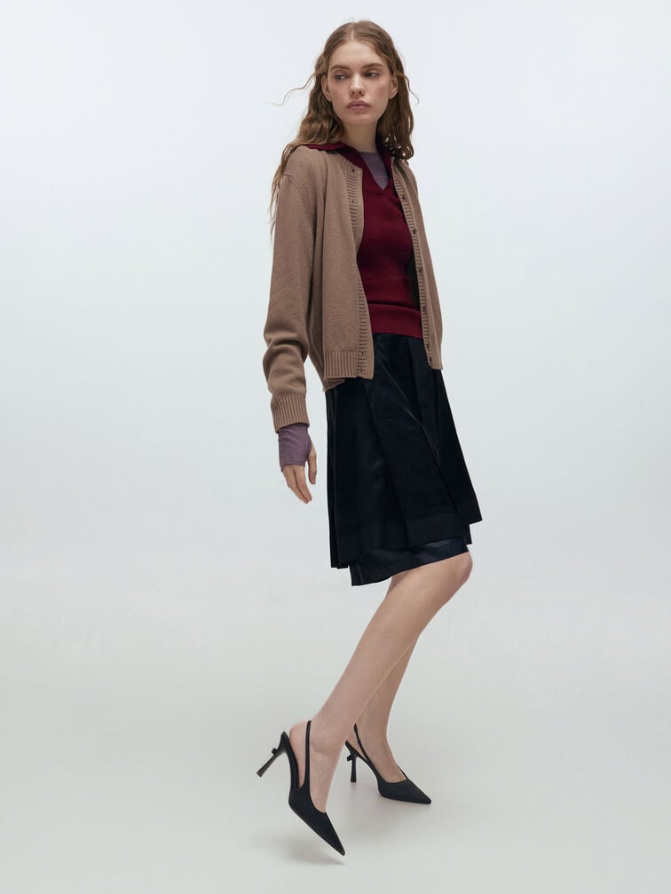 حذاء كعب عالي برانتلي بفيونكة وسير خلفي, أسود خشن, hi-res