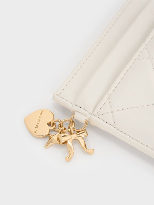 حافظة بطاقات (آرييتي) بتصميم مبطّن أنيق, كريمي, hi-res