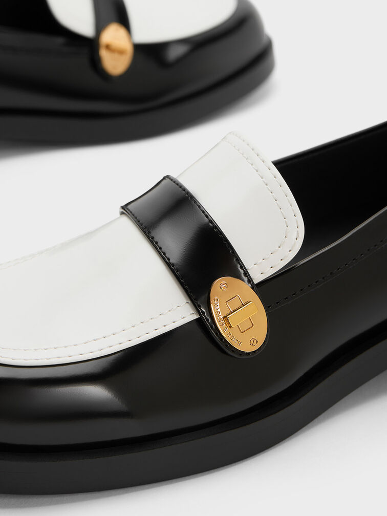 Hettie Two-Tone Metallic-Buckle Strap Loafers, Multi, hi-res