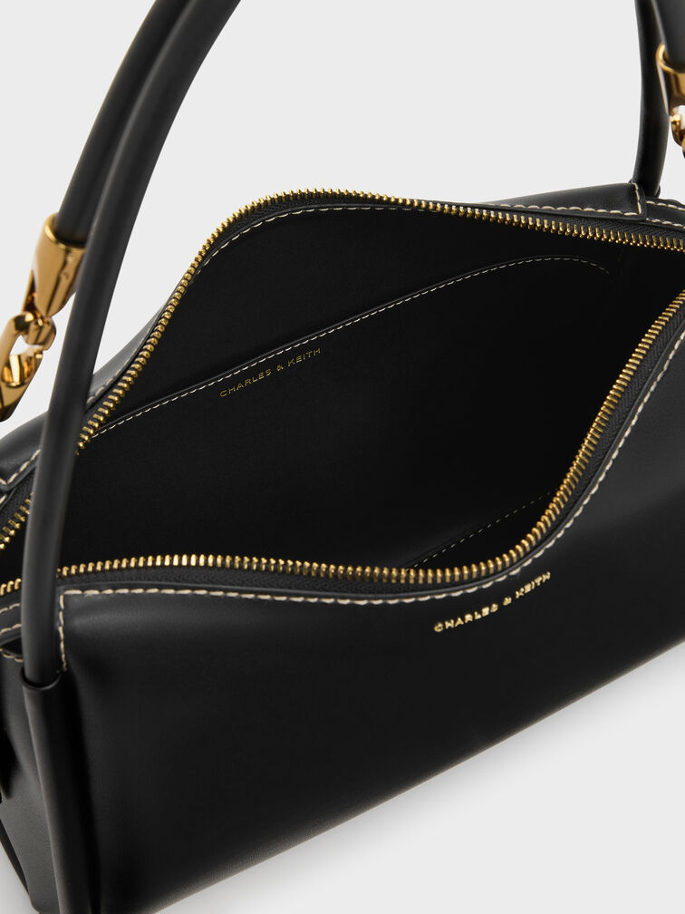 حقيبة كتف ليلا لينة بتصميم أنبوبي, أسود, hi-res