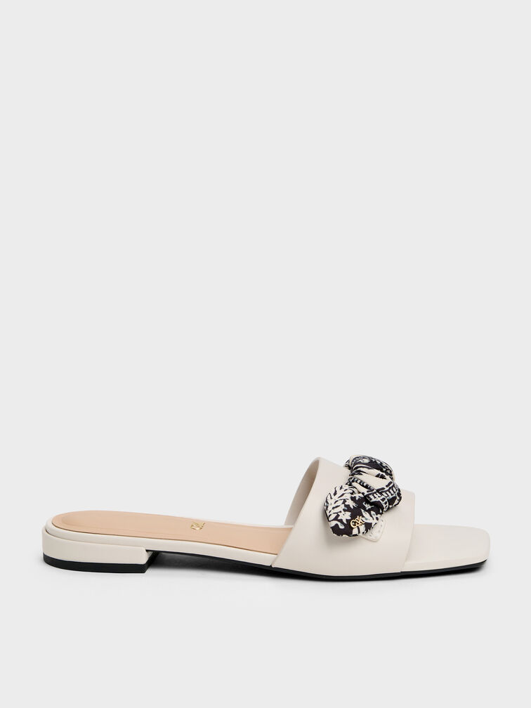 Tayari Leather Printed-Strap Slide Sandals, Chalk, hi-res