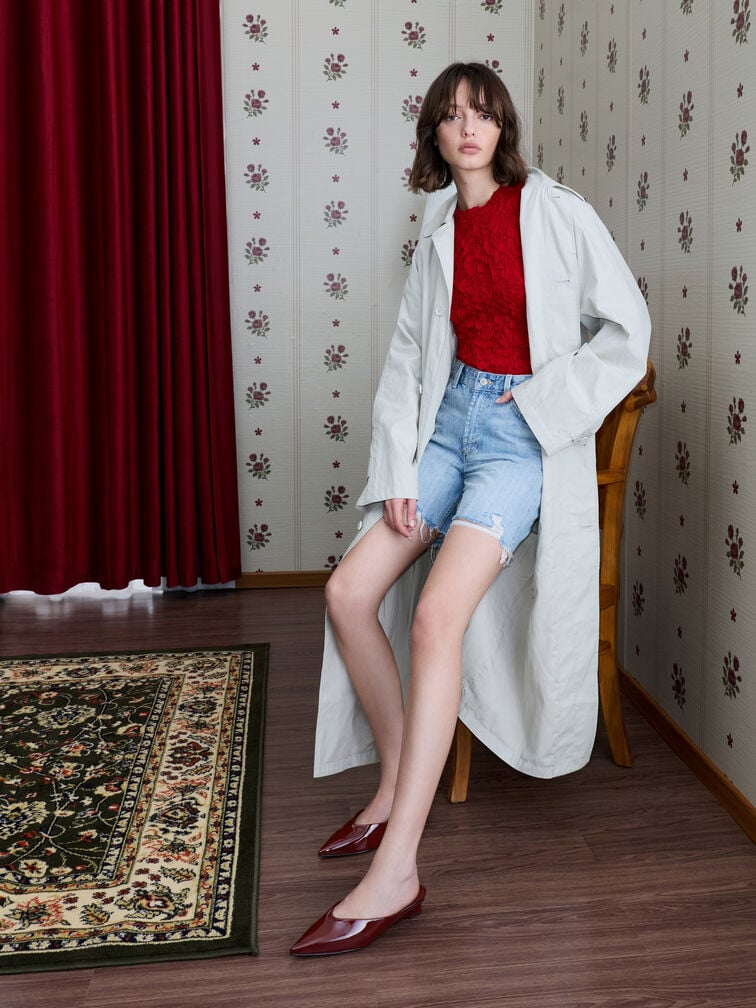 أحذية مولز لامعة بكعب ويدج شفاف, برغندي, hi-res