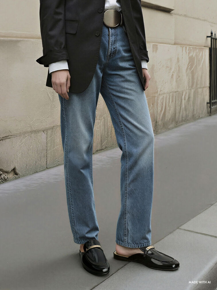 حذاء ميول لوفر بقطعة معدنية, صندوق أسود, hi-res