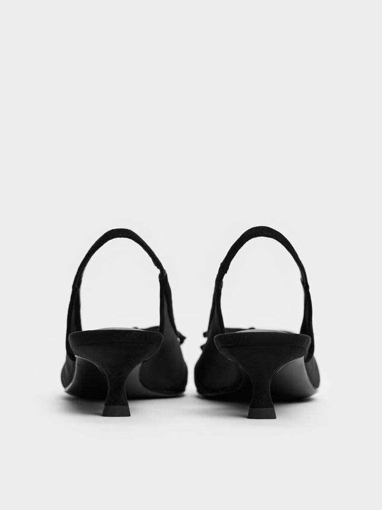 Mulligan Mesh Bow Slingback Pumps, Black Textured, hi-res