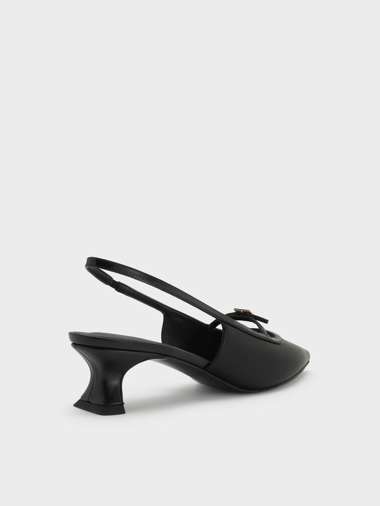 Buckle-Strap Slingback Pumps, Black, hi-res