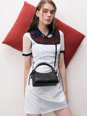 Hazel Bow Top Handle Bag, Noir, hi-res