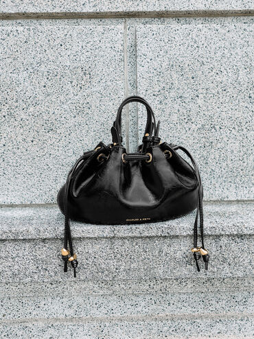 Mini Moxie Drawstring Bucket Bag, Black, hi-res