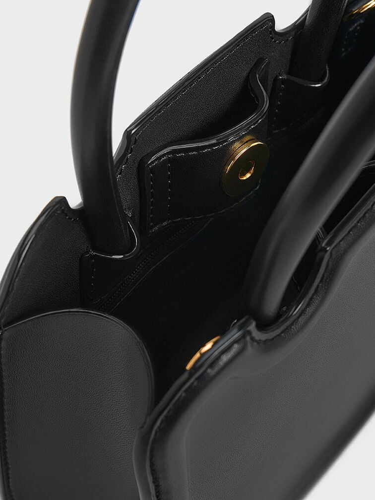 Perline Sculptural Top Handle Bag, Black, hi-res