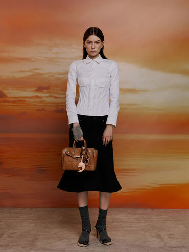 Mini Delfina Belted Tote Bag, Distressed Tan, hi-res