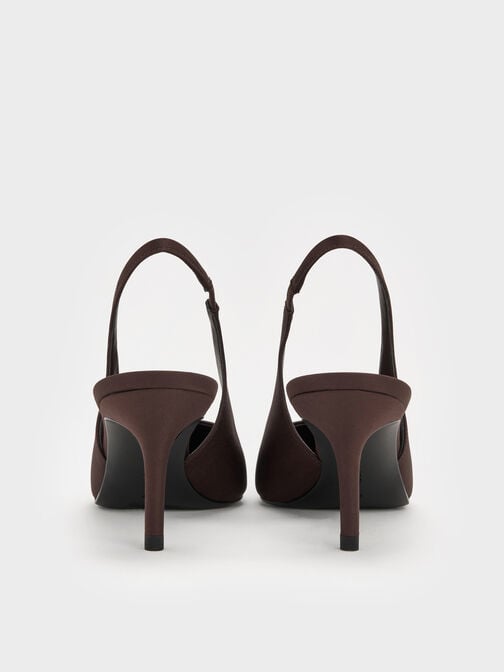 كعب ساتان كايا بحزام خلفي ومقدمة مدببة, بني محبّب غامق, hi-res