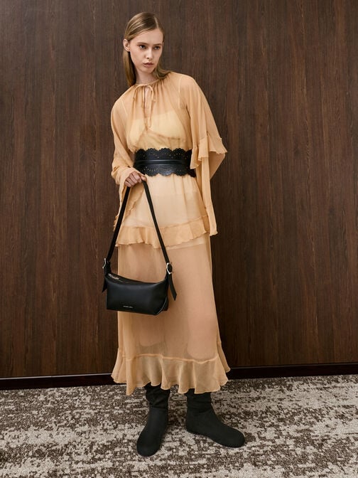 شنطة كتف لارسن بمشبك, أسود كلاسيكي, hi-res