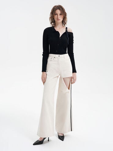 حذاء بكعب بمقدمة مدببة مزين بدبابيس, أسود, hi-res