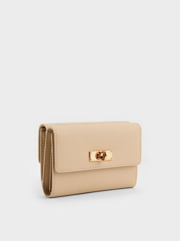 Tricha Turn-Lock Wallet, Sand Beige, hi-res