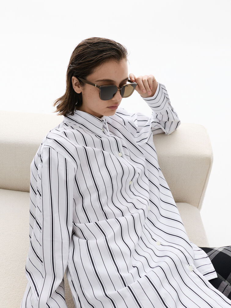 نظارة شمسية مود مربعة أسيتات مُعاد تدويره, بني كستنائي, hi-res