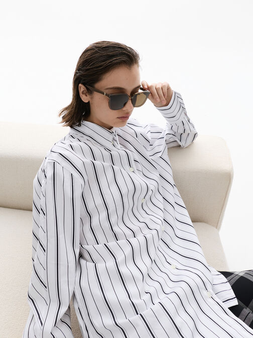 نظارة شمسية مود مربعة أسيتات مُعاد تدويره, بني كستنائي, hi-res