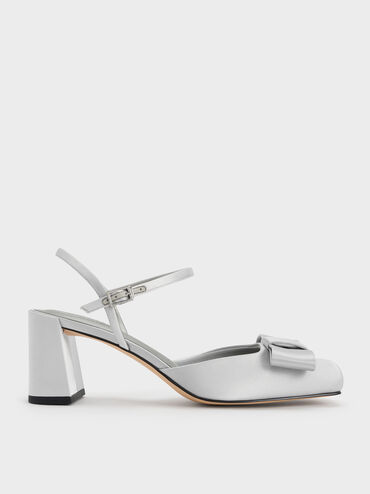 Brantley Bow Ankle-Strap Pumps, Grey, hi-res