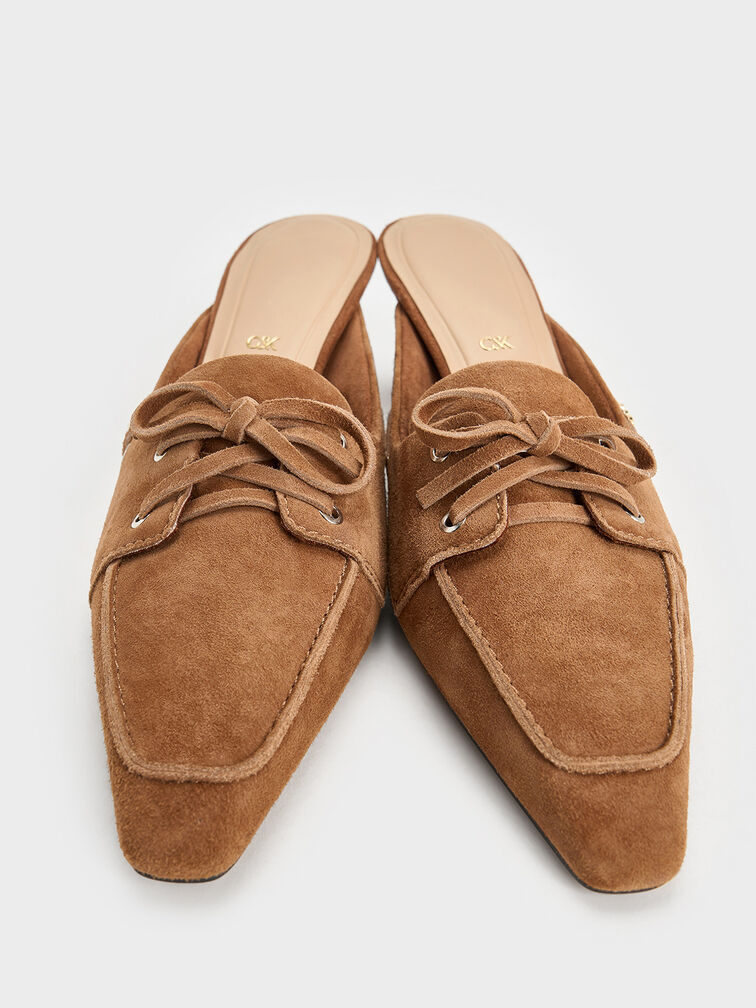 حذاء ميولز كوري من الشمواه بأحزمة للكاحل وكعب منحوت, كونياكي, hi-res