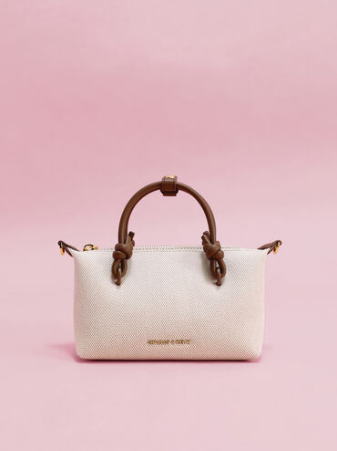 Sammie Canvas Knotted-Handle Tote Bag, Chocolate, hi-res