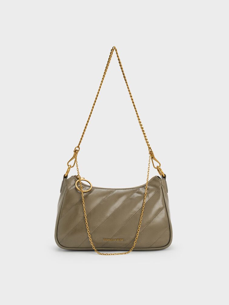 Philomena Double-Chain Crossbody Bag, Deep Olive, hi-res