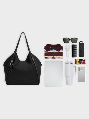 Levy Nylon Tote Bag, Noir, hi-res