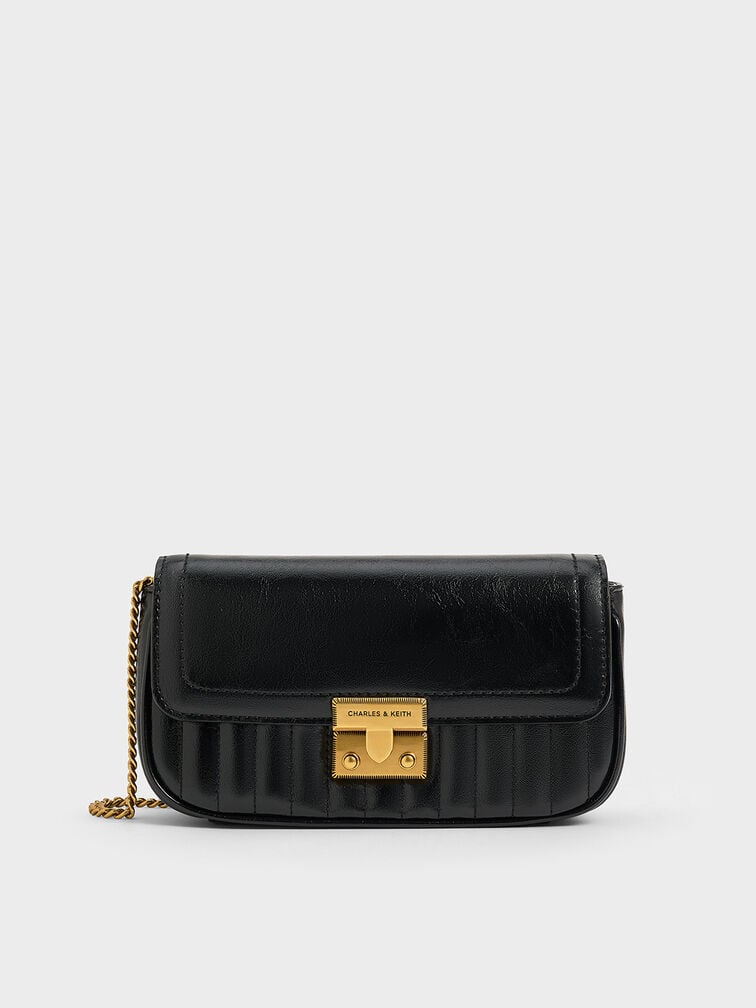 Mini Donna Crinkle-Effect Bag, Black, hi-res