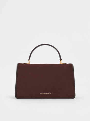 شنطة يد أرليت من جلد شامواه معاد تدويره بحزام, بني غني كالإسبريسو, hi-res