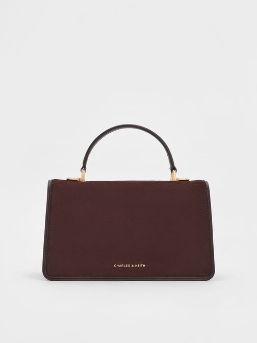 شنطة يد أرليت من جلد شامواه معاد تدويره بحزام, بني غني كالإسبريسو, hi-res