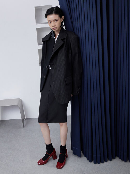 حذاء ماري جين من الجلد اللامع بكعب عالٍ عريض, ماروني, hi-res