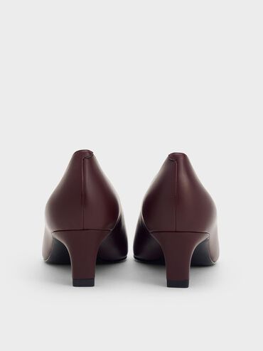 Metallic-Accent Pointed-Toe Blade-Heel Pumps, Burgundy, hi-res